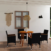 5 Piece Garden Dining Set Black